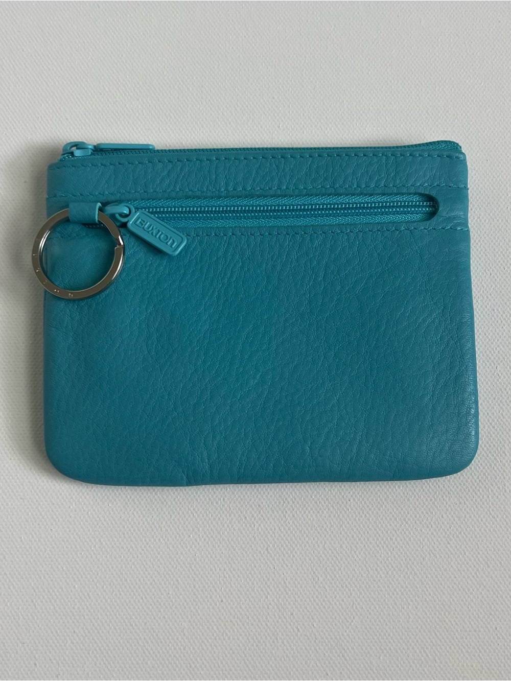 Buxton Teal Leather Card & ID Holder with Zip - Picture 3 of 9